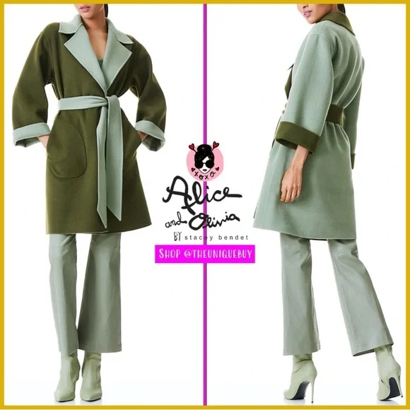 Alice + Olivia Tomiko Gorgeous Reversible Cashmere & Wool Blend Long Coat - Picture 4 of 16